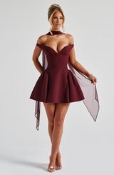 Fioreclo Marlie Mini Dress in Cherry Lacquer