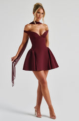 Fioreclo Marlie Mini Dress in Cherry Lacquer