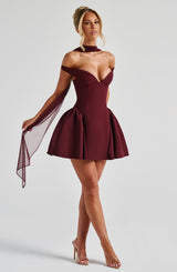 Fioreclo Marlie Mini Dress in Cherry Lacquer
