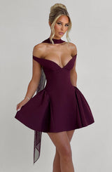Fioreclo Marlie Mini Dress in Cherry Lacquer