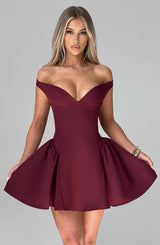 Fioreclo Marlie Mini Dress in Cherry Lacquer