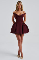 Fioreclo Marlie Mini Dress in Cherry Lacquer