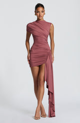 Fioreclo Marnia Mini Dress in Rose Brown