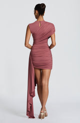 Fioreclo Marnia Mini Dress in Rose Brown