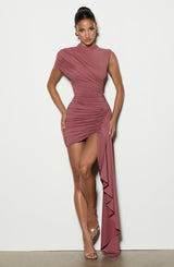 Fioreclo Marnia Mini Dress in Rose Brown