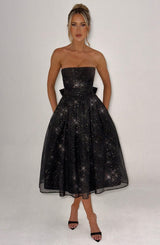 Fioreclo Marysa Midi Dress in Black Sparkle