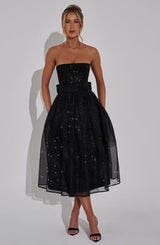 Fioreclo Marysa Midi Dress in Black Sparkle