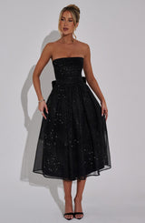 Fioreclo Marysa Midi Dress in Black Sparkle