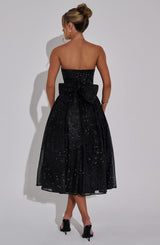 Fioreclo Marysa Midi Dress in Black Sparkle