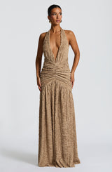 Fioreclo Minerve Maxi Dress in Beige