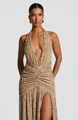 Fioreclo Minerve Maxi Dress in Beige
