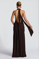 Fioreclo Minerve Maxi Dress in Plum Brown
