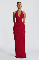 Fioreclo Minetta Maxi Dress in Deep Red