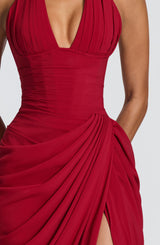 Fioreclo Minetta Maxi Dress in Deep Red