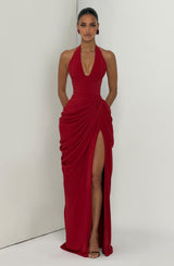 Fioreclo Minetta Maxi Dress in Deep Red