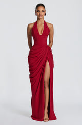 Fioreclo Minetta Maxi Dress in Deep Red