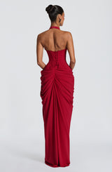 Fioreclo Minetta Maxi Dress in Deep Red