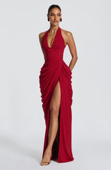 Fioreclo Minetta Maxi Dress in Deep Red