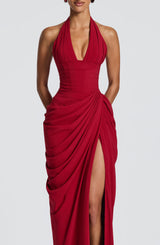 Fioreclo Minetta Maxi Dress in Deep Red