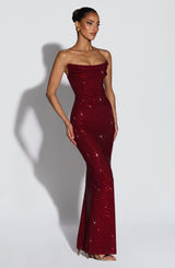 Fioreclo Mirabelle Maxi Dress in Burgundy