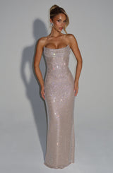 Fioreclo Mirabelle Maxi Dress in Nude