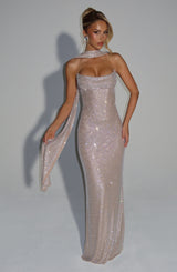Fioreclo Mirabelle Maxi Dress in Nude