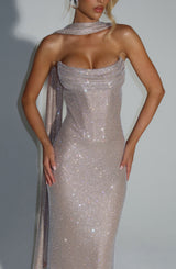 Fioreclo Mirabelle Maxi Dress in Nude
