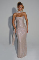Fioreclo Mirabelle Maxi Dress in Nude
