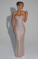 Fioreclo Mirabelle Maxi Dress in Nude