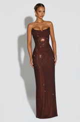 Fioreclo Mirabelle Maxi Dress in Plum Brown
