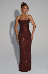 Fioreclo Mirabelle Maxi Dress in Plum Brown