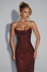 Fioreclo Mirabelle Maxi Dress in Plum Brown