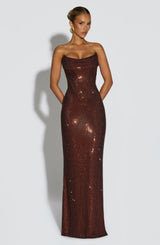 Fioreclo Mirabelle Maxi Dress in Plum Brown