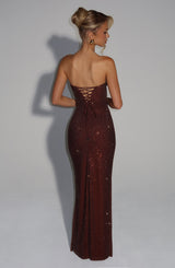 Fioreclo Mirabelle Maxi Dress in Plum Brown