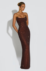 Fioreclo Mirabelle Maxi Dress in Plum Brown