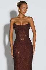 Fioreclo Mirabelle Maxi Dress in Plum Brown