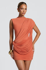 Fioreclo Mireia Mini Dress in Burnt Orange
