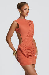 Fioreclo Mireia Mini Dress in Burnt Orange