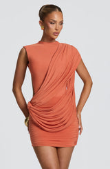 Fioreclo Mireia Mini Dress in Burnt Orange