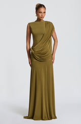 Fioreclo Mireille Maxi Dress in Deep Olive