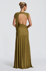 Fioreclo Mireille Maxi Dress in Deep Olive