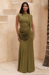 Fioreclo Mireille Maxi Dress in Deep Olive