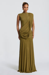 Fioreclo Mireille Maxi Dress in Deep Olive