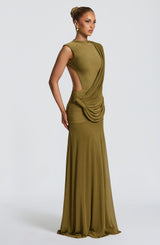 Fioreclo Mireille Maxi Dress in Deep Olive