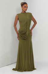 Fioreclo Mireille Maxi Dress in Deep Olive