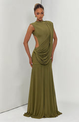 Fioreclo Mireille Maxi Dress in Deep Olive