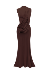Fioreclo Mireille Maxi Dress in Plum Brown