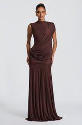 Fioreclo Mireille Maxi Dress in Plum Brown