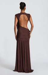 Fioreclo Mireille Maxi Dress in Plum Brown