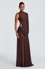 Fioreclo Mireille Maxi Dress in Plum Brown
